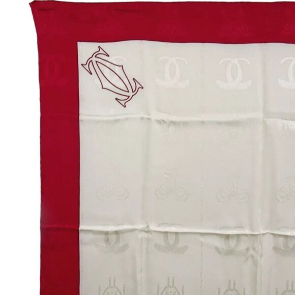 448133AL (S1) Cartier Scarf Must Line Red Silk - Picture 8 of 9